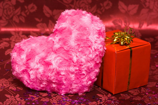 gift box with pink heart