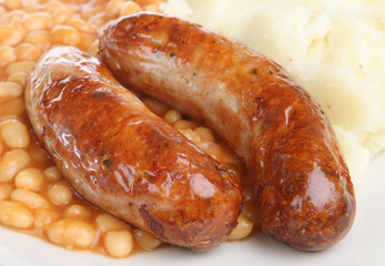 Bangers, Mash and Baked Beans