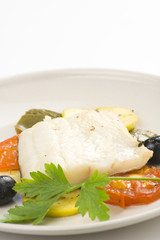 fillet of cod baked tomatoes zucchini black olives