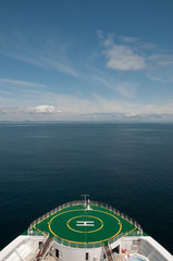 Bow of a cruise ship sailing in Alaska