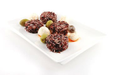 mozarella cheese and dark rice