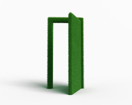 derrier la porte d'herbe