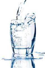 water splashing into glass isolated