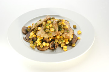 chicken fillet with mushroom and sweet corn
