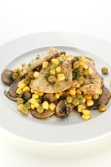 chicken fillet with mushroom and sweet corn