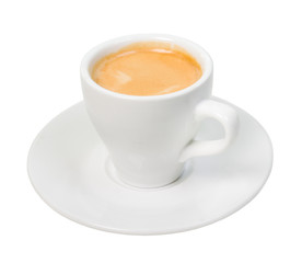 espresso coffee . Cup of coffee on a white