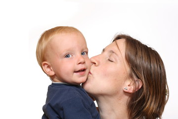 Mother kisses her Son