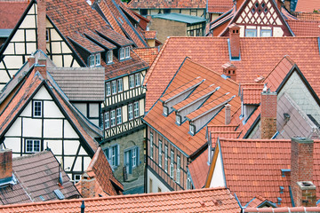 Facing at red roofs of  Quedlinburg