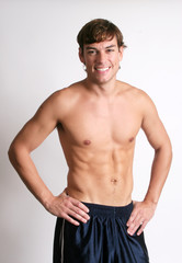 Fototapeta premium Topless man with hands on his hips