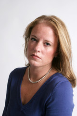 Thoughtful blond woman