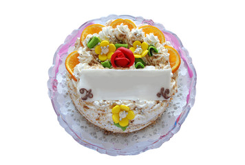 isolated cake with blank marzipan