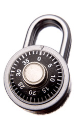 Combination padlock isolated over white