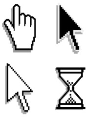 Web hand and arrow cursor with hour-glass - 15865761