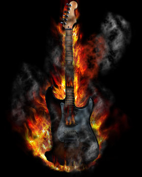 Burning guitar