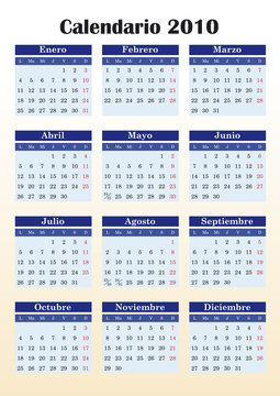 Calendario vectorial 2010 Español