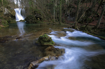 Fototapeta premium Waterfalls in the forest in spring
