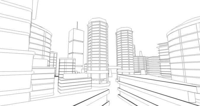 Dessin crayon 3D construction