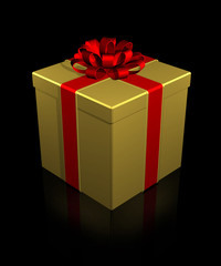 gift of a gold box with a bow