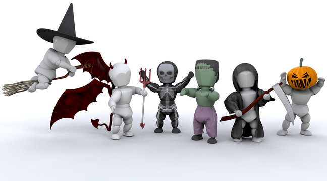men in halloween party outfits