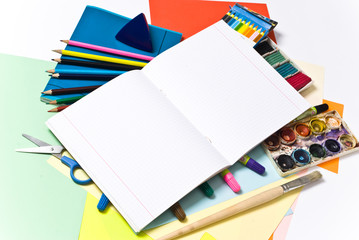 Close up view of the school tools