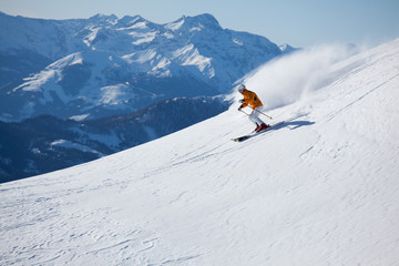 Naklejka na ściany i meble skiing on empty slope