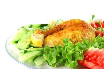 served grilled chicken leg