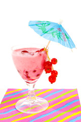 red berries smoothies with parasol
