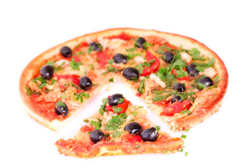 tasty Pizza with olives  closeup