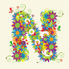 Letter N, floral design. See also letters in my gallery
