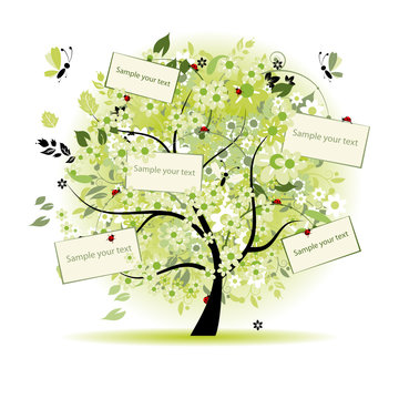 Wish tree floral with cards for your text