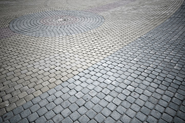 European pavement with cobblestones