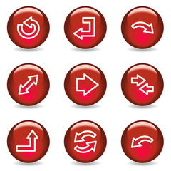 Arrows web icons, red glossy series