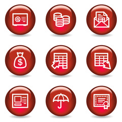 Banking web icons, red glossy series