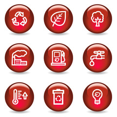 Ecology web icons, red glossy series