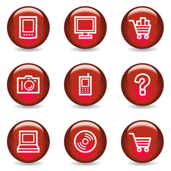 Electronics web icons, red glossy series