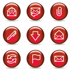 E-mail web icons, red glossy series