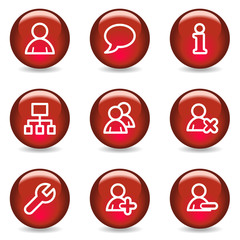 Users web icons, red glossy series
