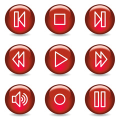 Walkman web icons, red glossy series