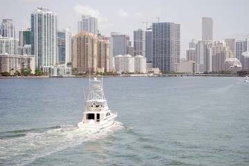 Biscayne Bay and Brickell Avenue Building Skyline