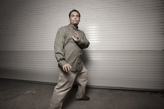 Man in a self defense stance