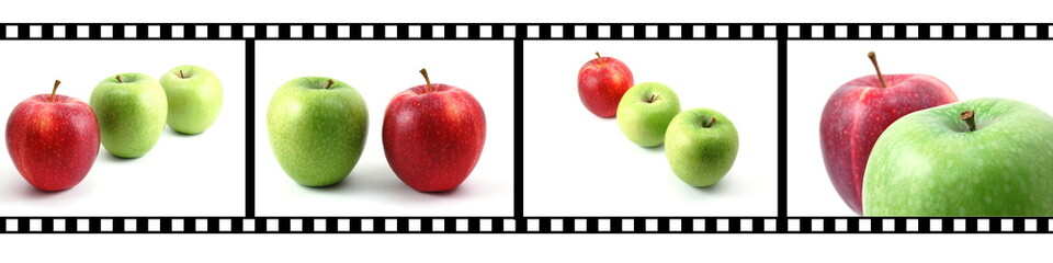 collection of fruits with film strip