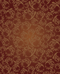 Seamless brown round wallpaper pattern on a gradient brown background