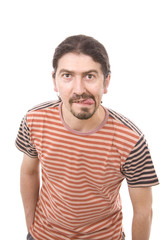 Obraz premium Silly man posing isolated over white background