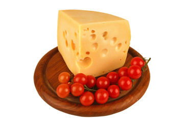 big chunk of yellow cheese and tomatoes