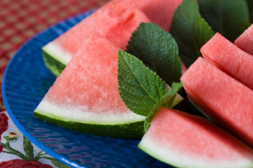 Slices of Watermelon on Plate