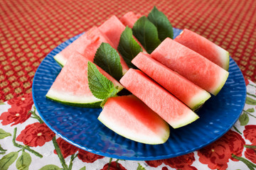 Slices of Watermelon on Plate