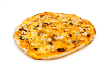 Round pizza isolated on the white background