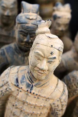 Gordijnen replica of a terracotta warrior sculpture found in Xian, China © zhu difeng