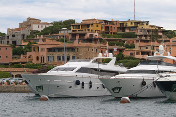 Motor boats in Porto Cervo, Italy