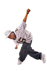Young hip-hop dancer on white